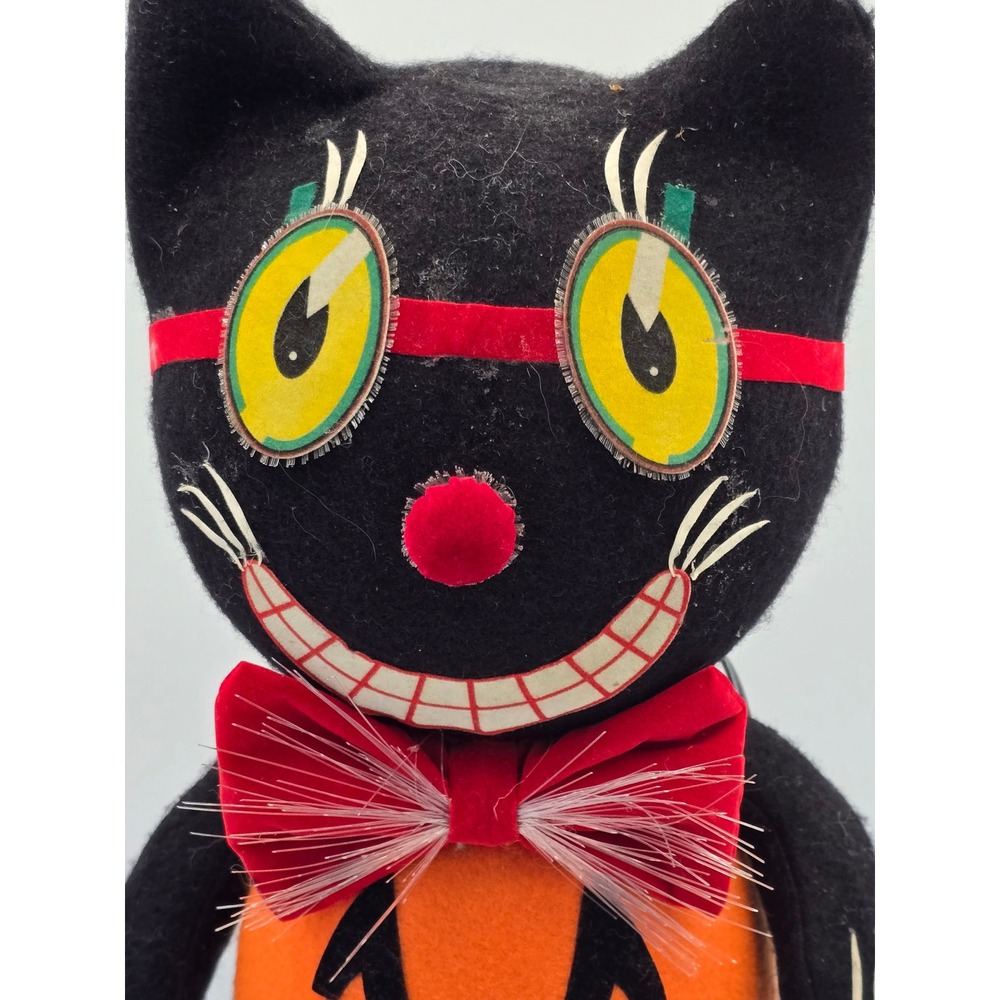 Vintage Department 56 Fiber Optic Black Cat Halloween Figurine Pumpkin RARE - Picture 2 of 8